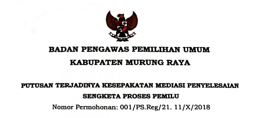 PUTUSAN PENYELESAIAN SENGKETA PROSES PEMILU